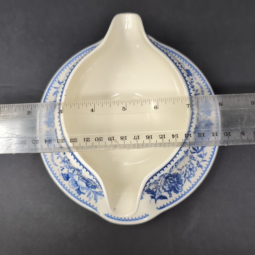 VTG Taylor Smith Classic Double Spout Gravy Boat Sauciere Sauceboat Blue Floral - Picture 7 of 9